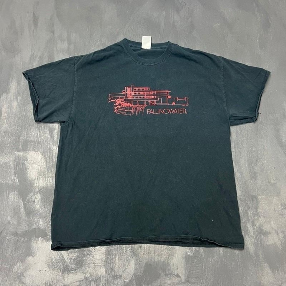 Vintage Fallingwater Shirt Mens XL Black 2000s Y2K Frank Lloyd Wright
